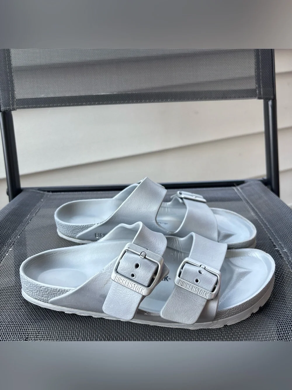 Birkenstock Arizona Essentials EVA Sandals Size 6 6.5 37 Silver Gray